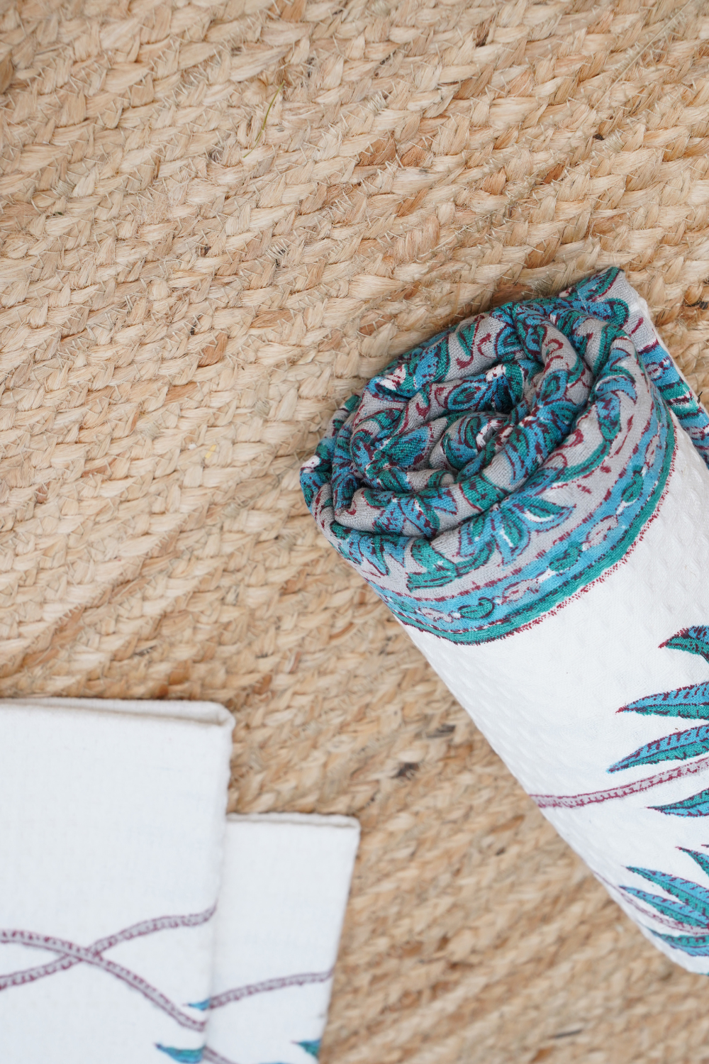 Palm Tree Hand Block Printed Bath Towel