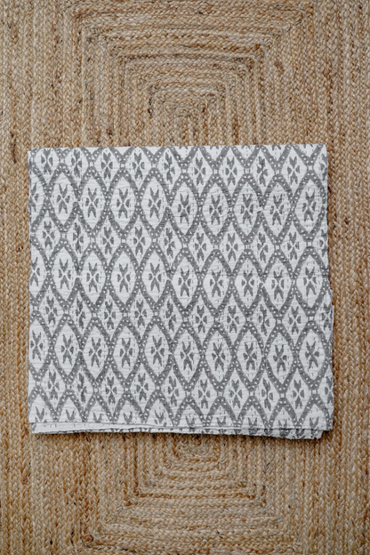 Diamond Block Printed Kantha Bedcover