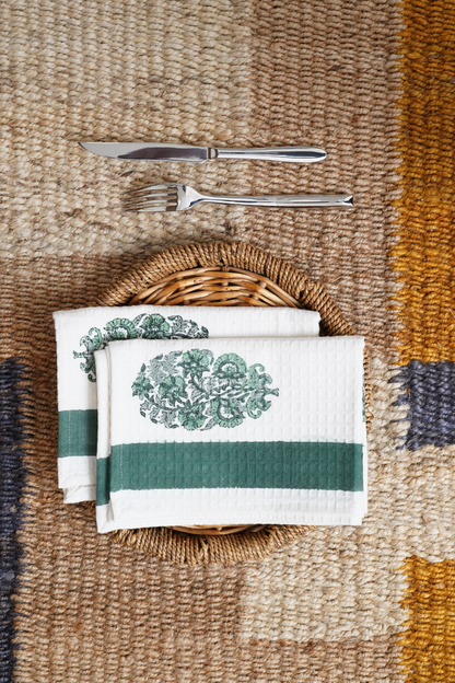 Wildflower Hand Block Printed Tea Towel (Set of 2)