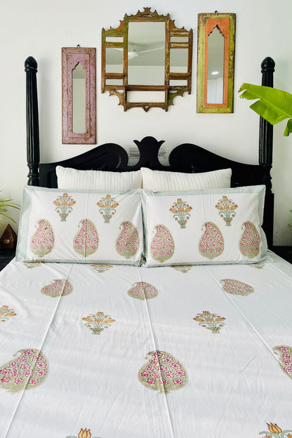 Paisley Hand Block Printed Cotton Bedsheet