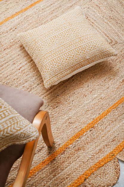 Orange Jute Scallop Rug