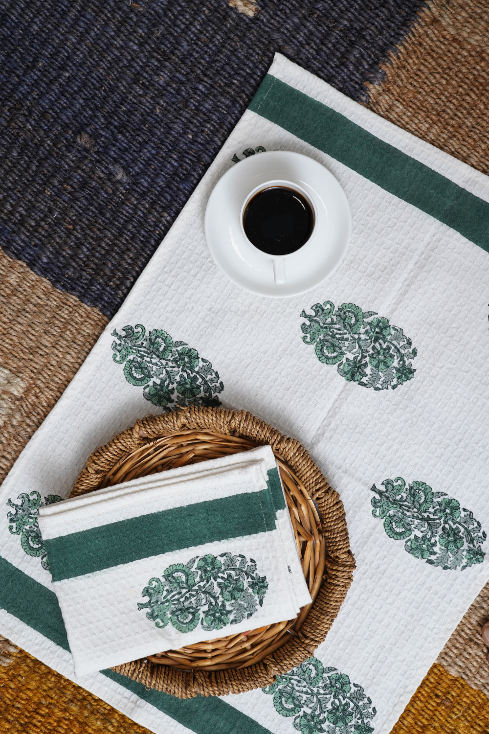 Wildflower Hand Block Printed Tea Towel (Set of 2)