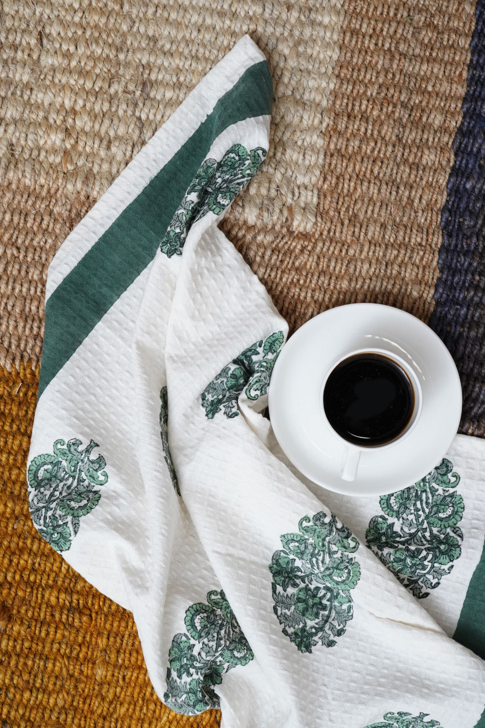 Wildflower Hand Block Printed Tea Towel (Set of 2)
