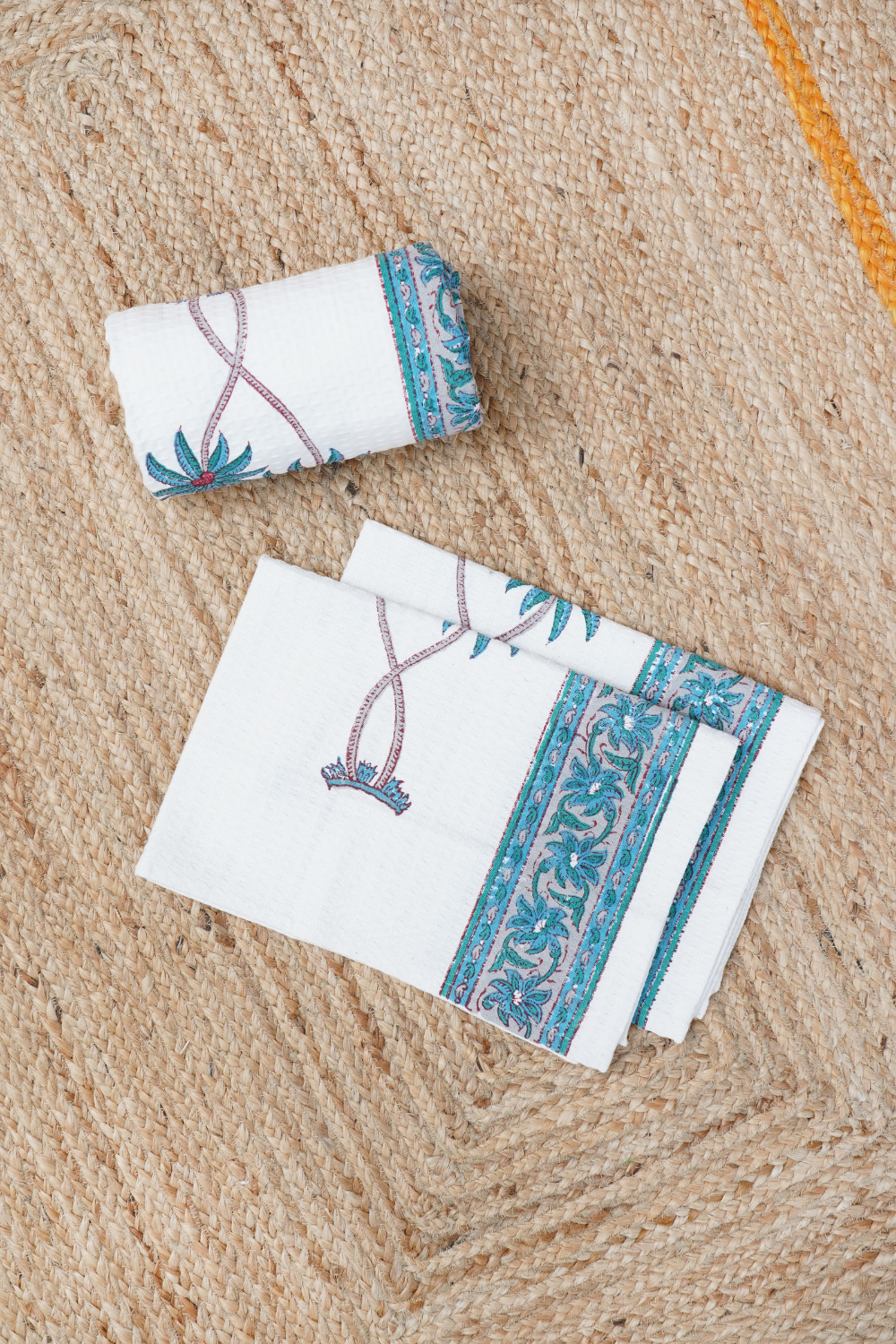Palm Tree Hand Block Printed Bath Towel