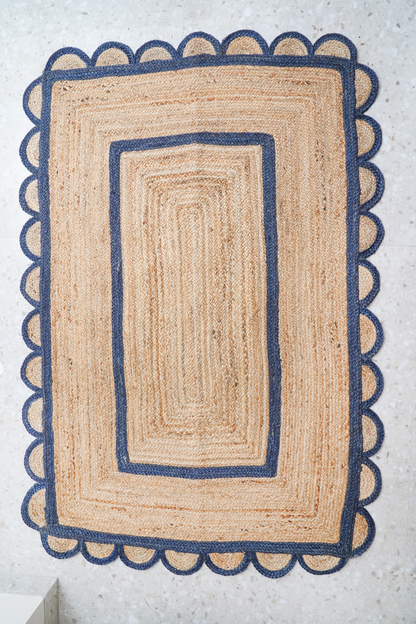 Blue Jute Scallop Rug