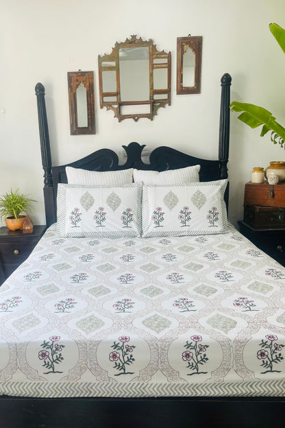 Mehrab Hand Block Printed Cotton Bedsheet