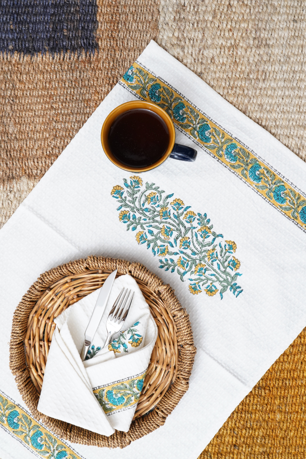 Bella Hand Block Printed Tea Towel (Set of 2)