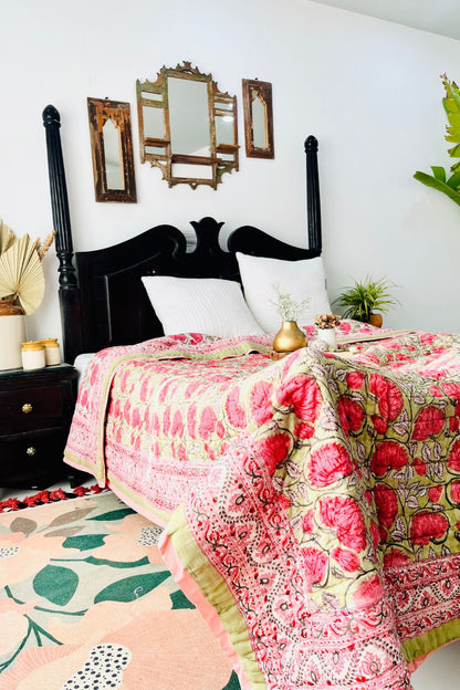 Carnitian Hand Block Print Reversible Quilt