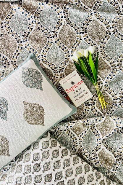 Gulnar Handblock Printed Jacquard Bedcover