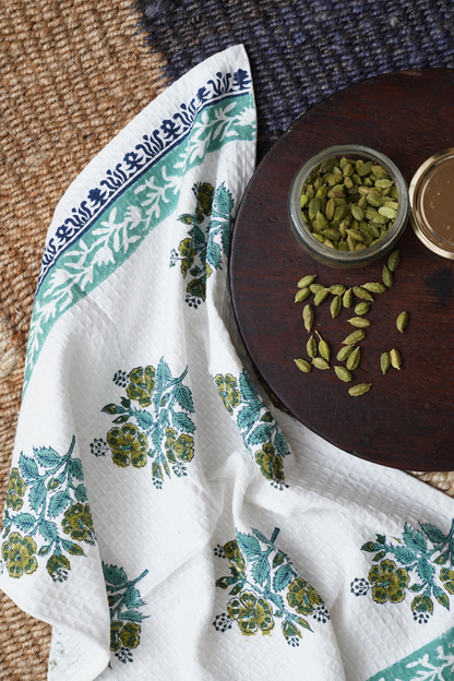 Hibiscus Hand Block Printed Tea Towel (Set of 2)