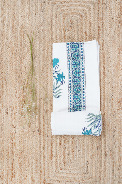 Blue Iris Hand Block Printed Bath Towel