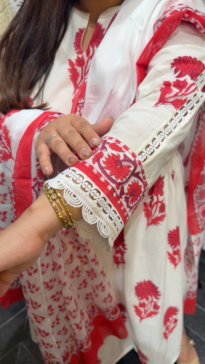 Trending Hand Blockprinted  Mul Cotton Suit Set