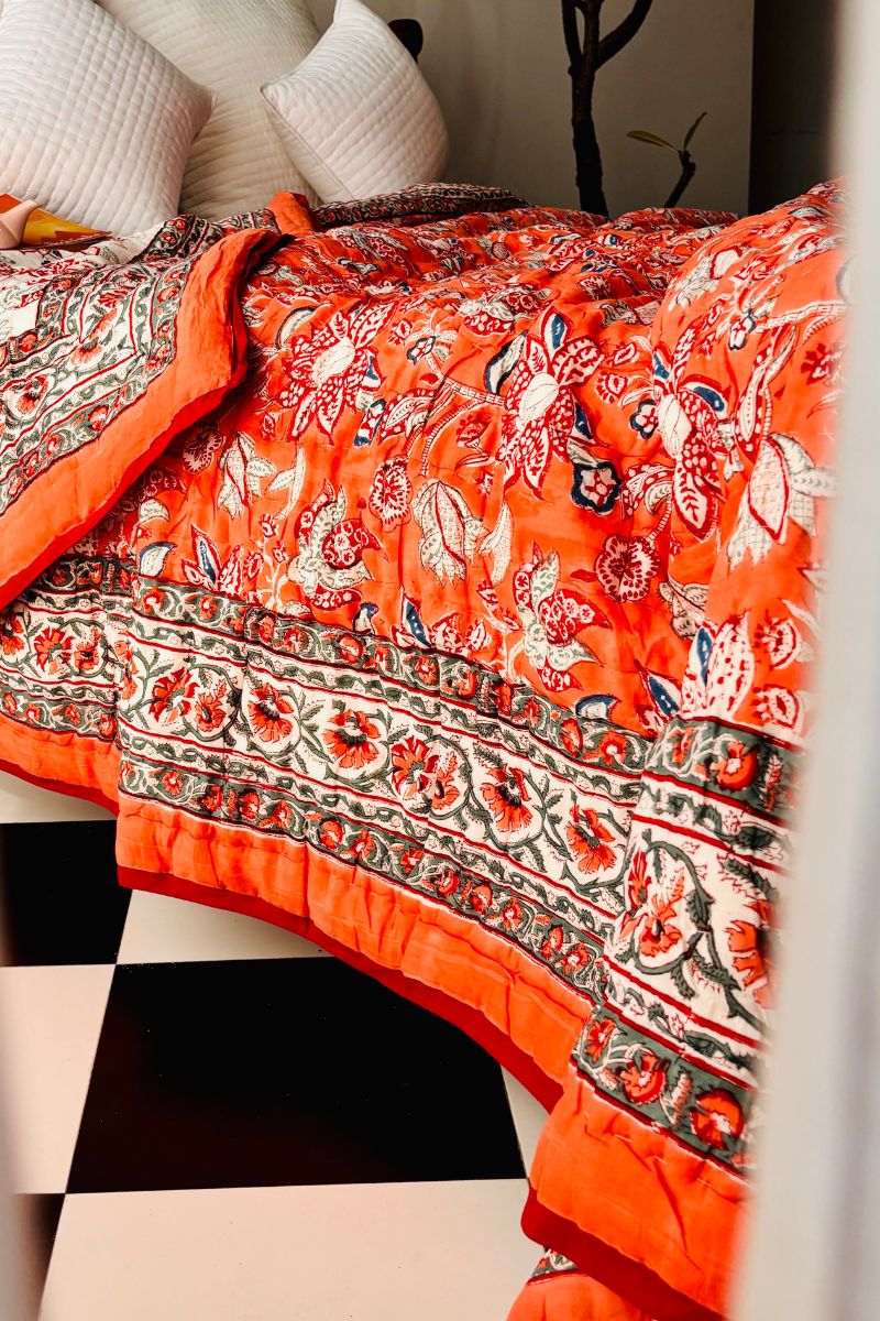 Pinata Chinta Hand Block Print Reversible Quilt