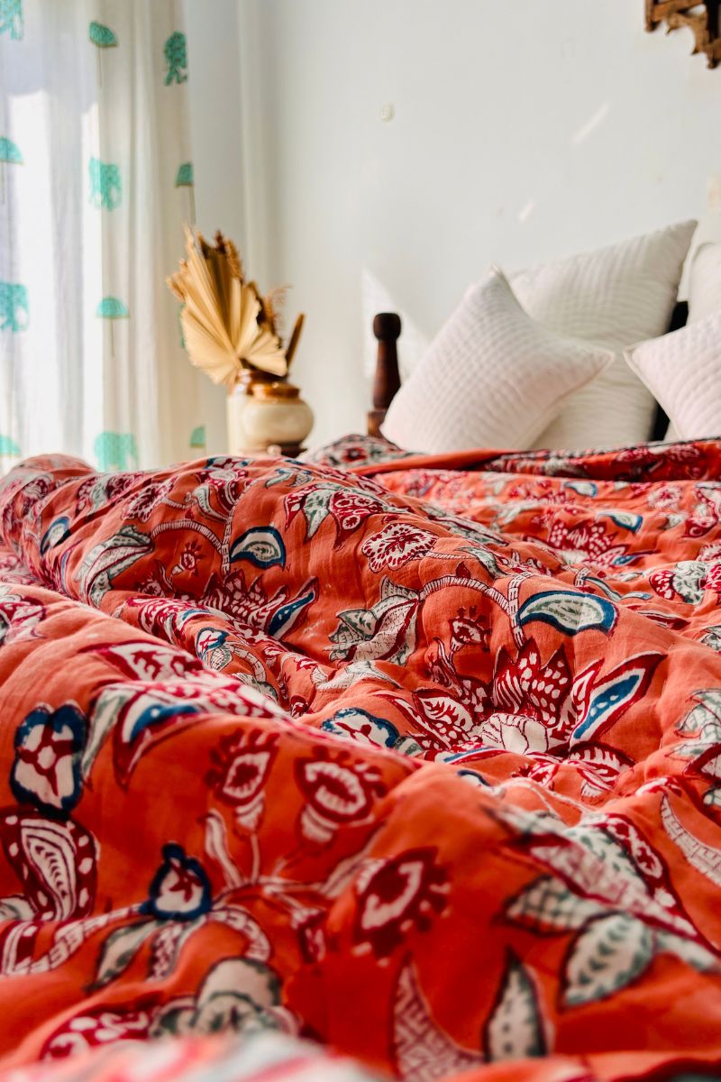 Pinata Chinta Hand Block Print Reversible Quilt