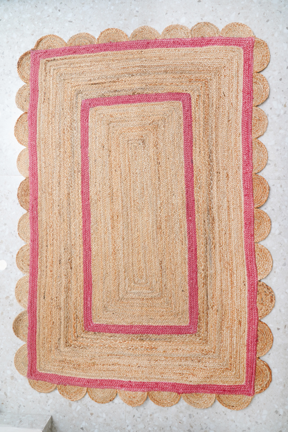 Pink Jute Scallop Rug
