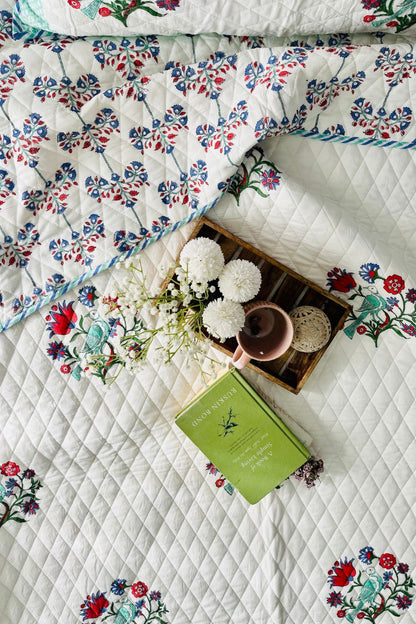 Panchi Handblock Printed Reversible Quilted Bedcover