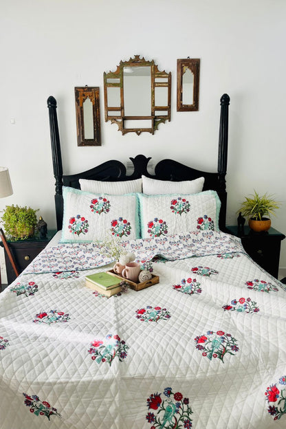 Panchi Handblock Printed Reversible Quilted Bedcover