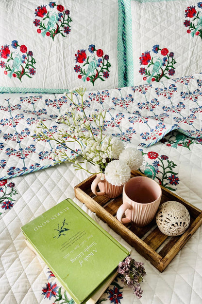 Panchi Handblock Printed Reversible Quilted Bedcover