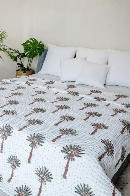 Kantha Quilt Green Brown