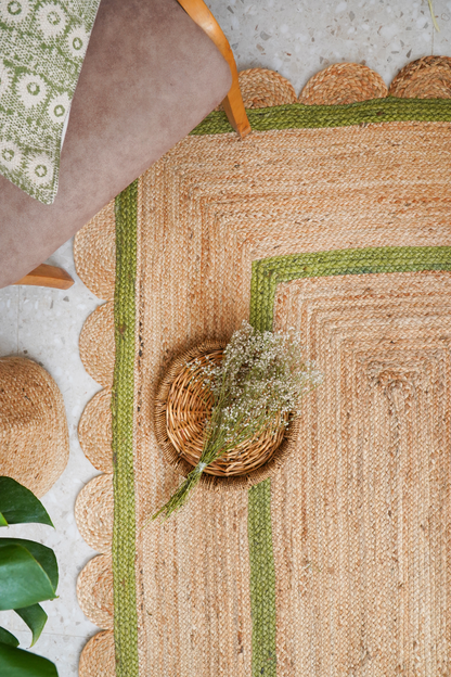 Green Jute Scallop Rug