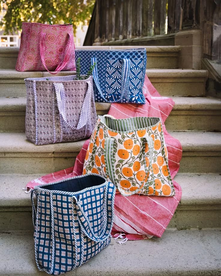 Bulk Customized Hand Block Printed Quilted Tote Bags