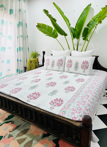 Panchi  Hand Block Printed Cotton Bedsheet