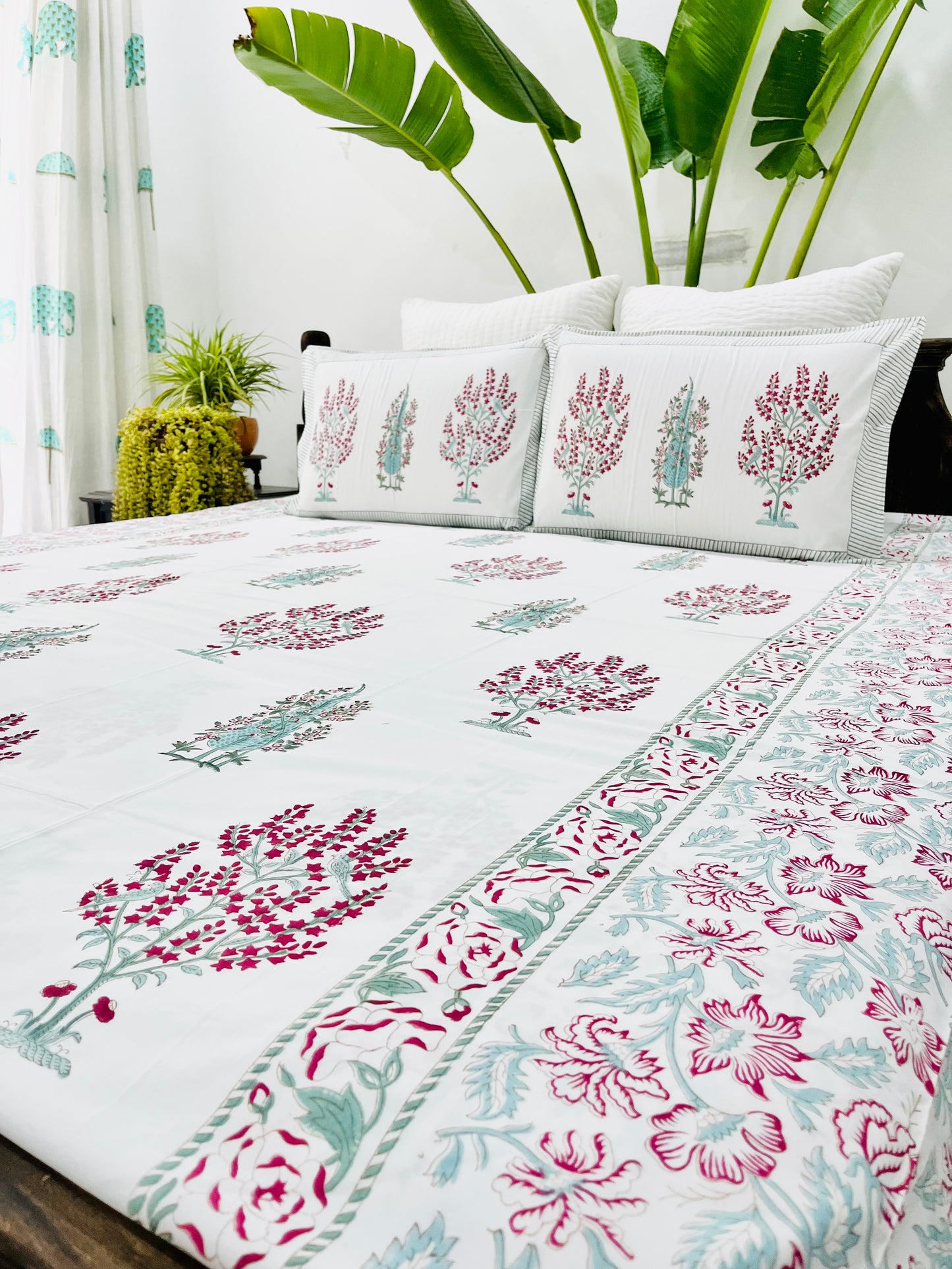 Panchi  Hand Block Printed Cotton Bedsheet