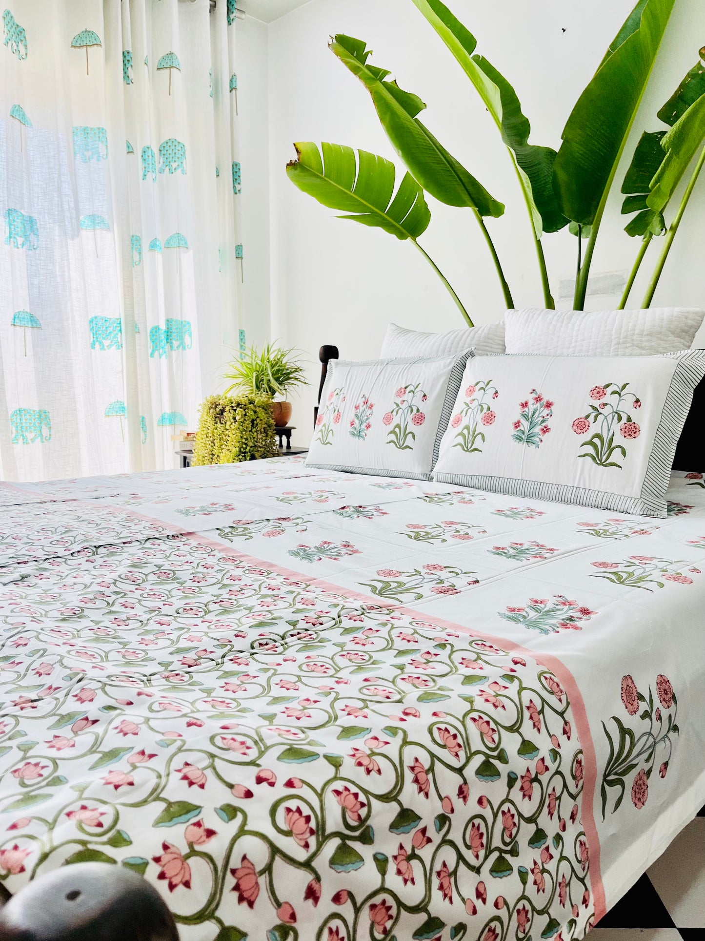 Bagh-e-Noor  Hand Block Printed Cotton bedsheet
