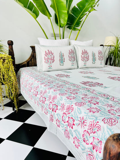 Panchi  Hand Block Printed Cotton Bedsheet