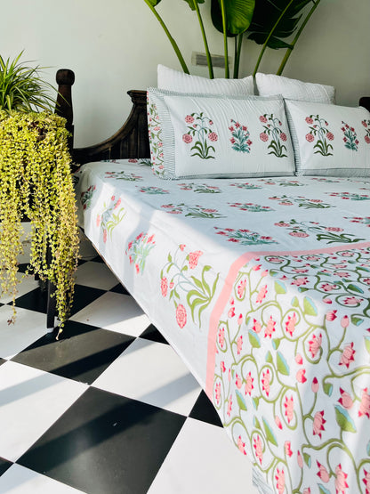 Bagh-e-Noor  Hand Block Printed Cotton bedsheet