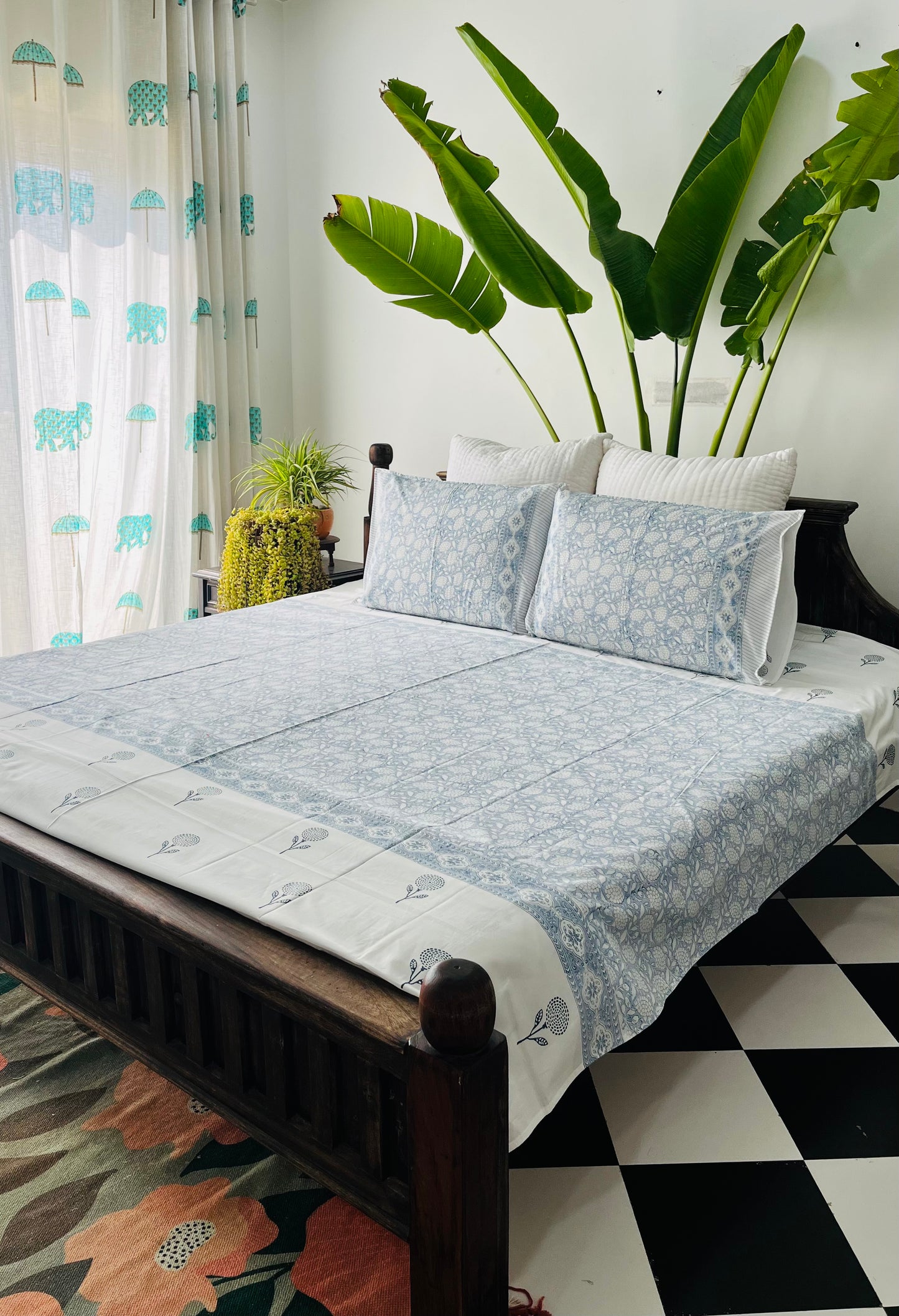 Aasma Hand Block Printed Cotton Bedsheet