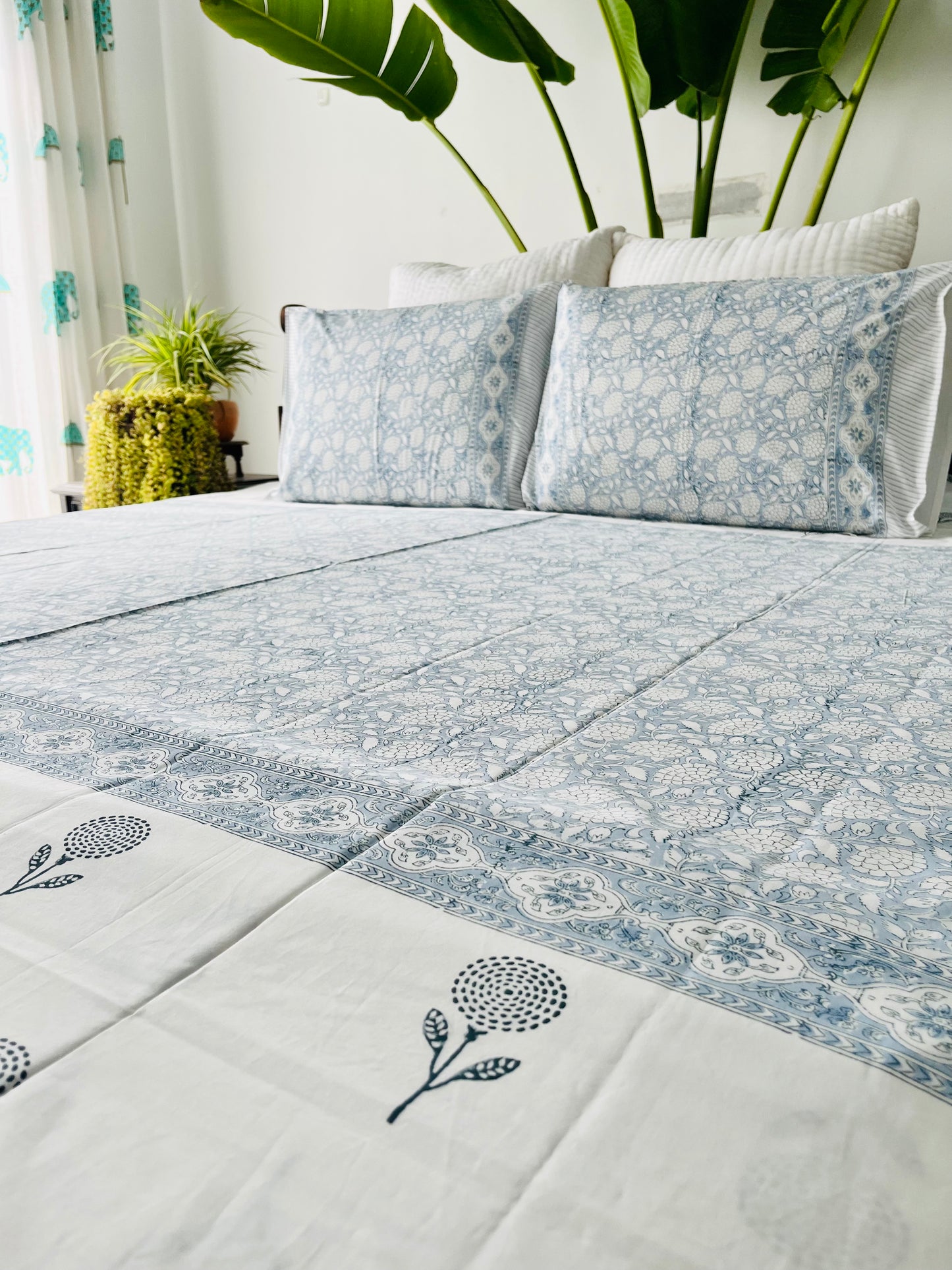 Aasma Hand Block Printed Cotton Bedsheet