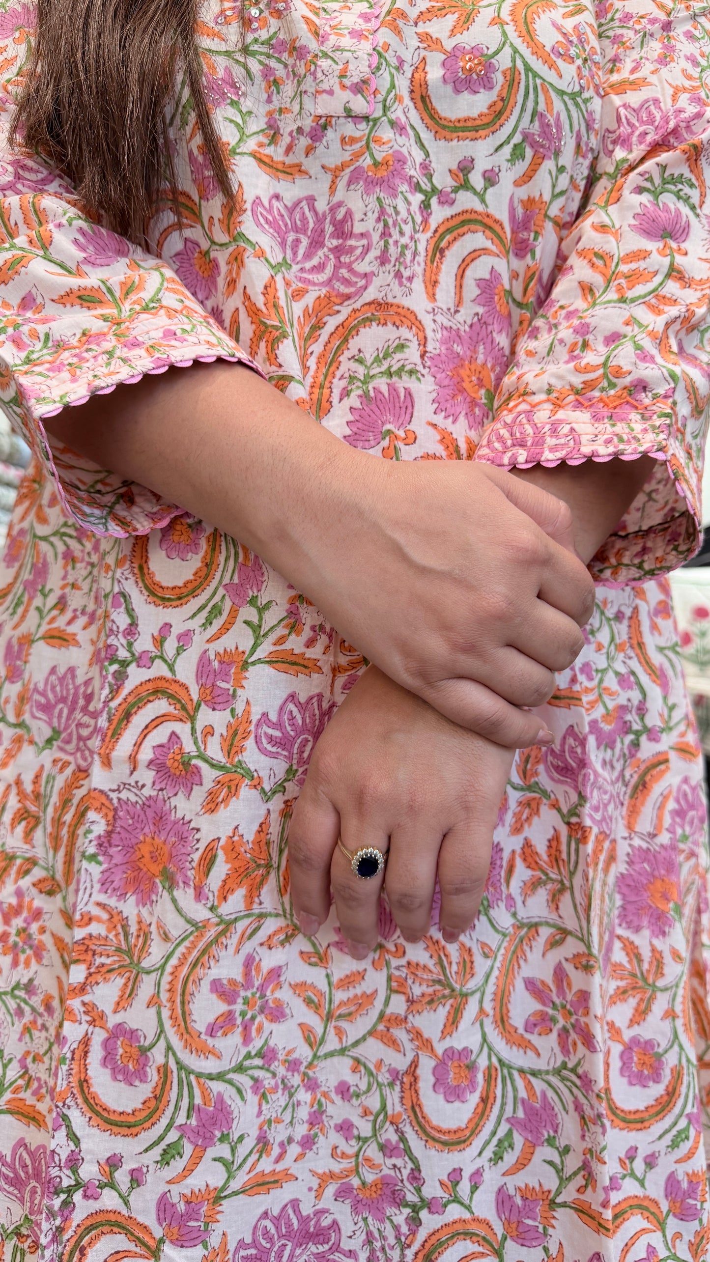 Roohafza Pink Cotton Blockprinted Coordset