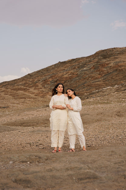 Noor Offwhite Golden Swiss Dot Cotton Co-ord Set