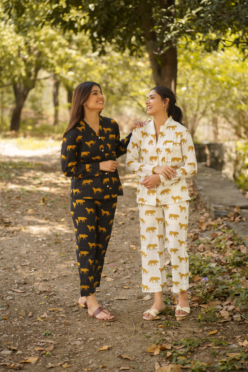 White Leopard Print Cotton Loungewear Pj set