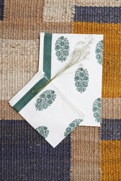 Wildflower Hand Block Printed Tea Towel (Set of 2)